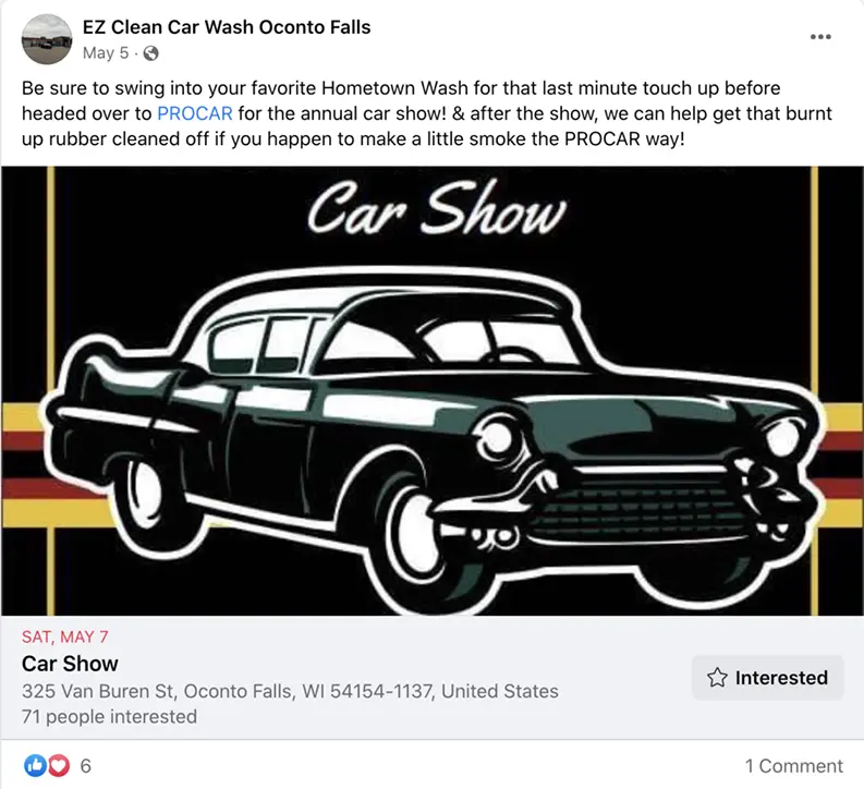 example social media promo post for a car show